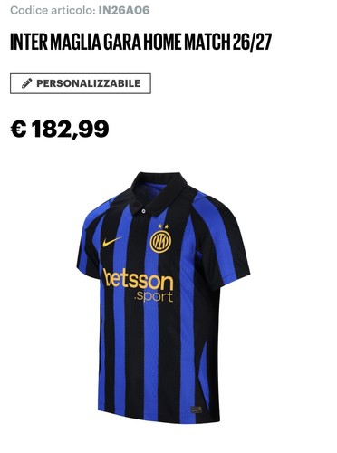 Inter maglia gara home match - inter,